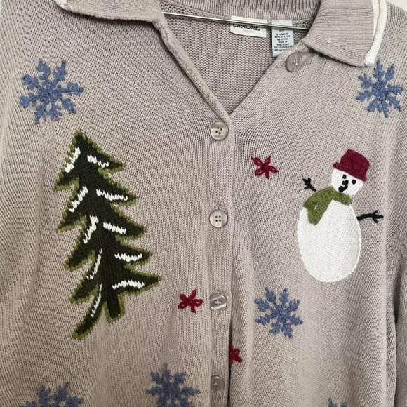 90s/2000s Vintage Knit Snowman Christmas Winter Cardigan Cherokee XXL/2X - Picture 7 of 8